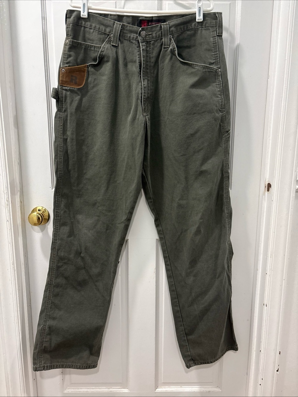 Riggs Workwear Men’s Ripstop Carpenter Pants Size 36x34 Green 100% Cotton EUC